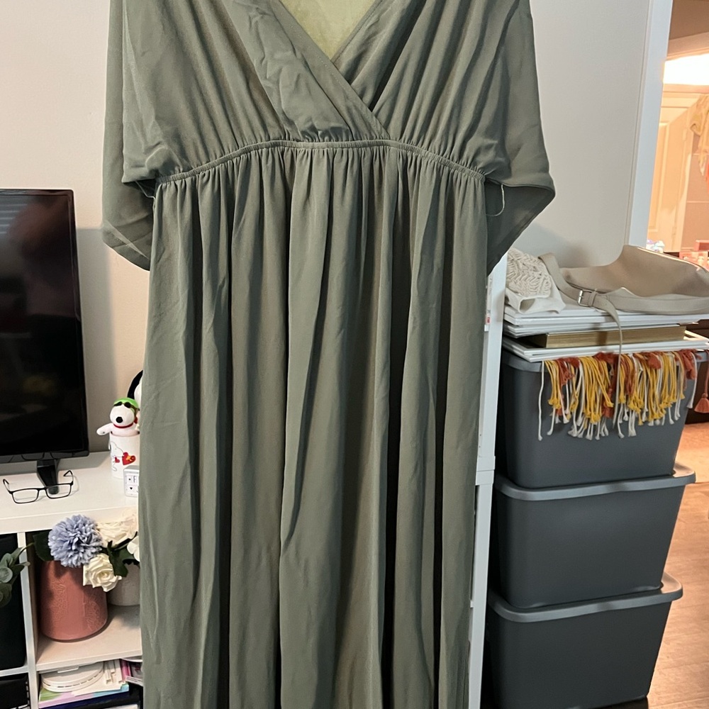 Baltic Born Elegant Olive Green Tunic Maxi Bridesmaid Dress
